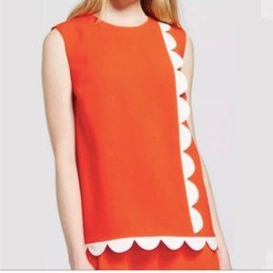 Victoria Beckham for‎ Target Scalloped Sleeveless Top Orange Cream